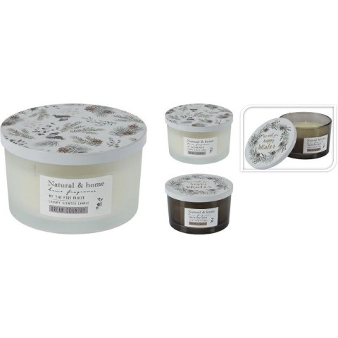 VASO VETRO CON CANDELA 13X8CM